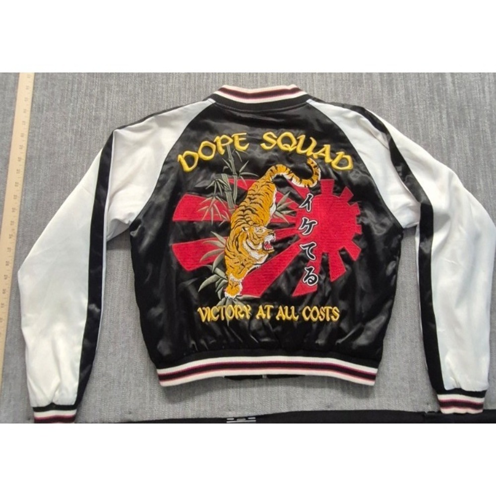 Dope Sqeuad black white varsity style‎ jacket M "Win at all Cost" Bougie tiger
